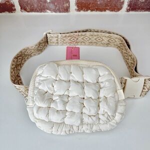 Simply Southern Cream & Gold Marshmallow Quilted Women's Crossbody Fanny Pack